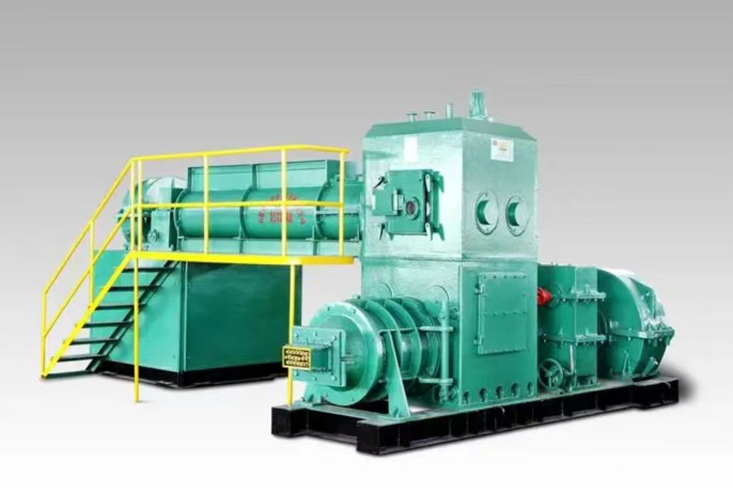 Vacuum extrusion red brick machine 	The red brick machine, also known as the vacuum brick extruder, adopts the principle of a single screw extruder, uses an electric motor, and is driven by a reducer through an axial pneumatic clutch to synchronously